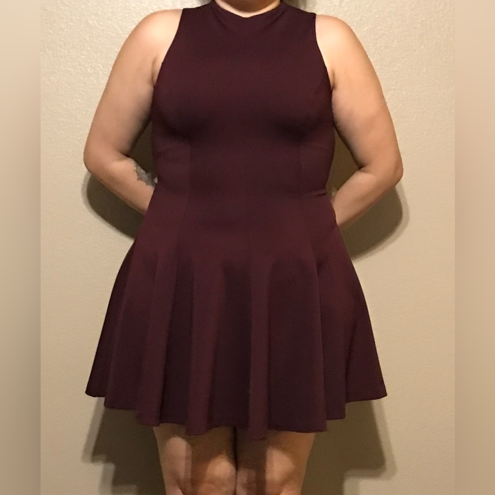A New York burgundy circle dress